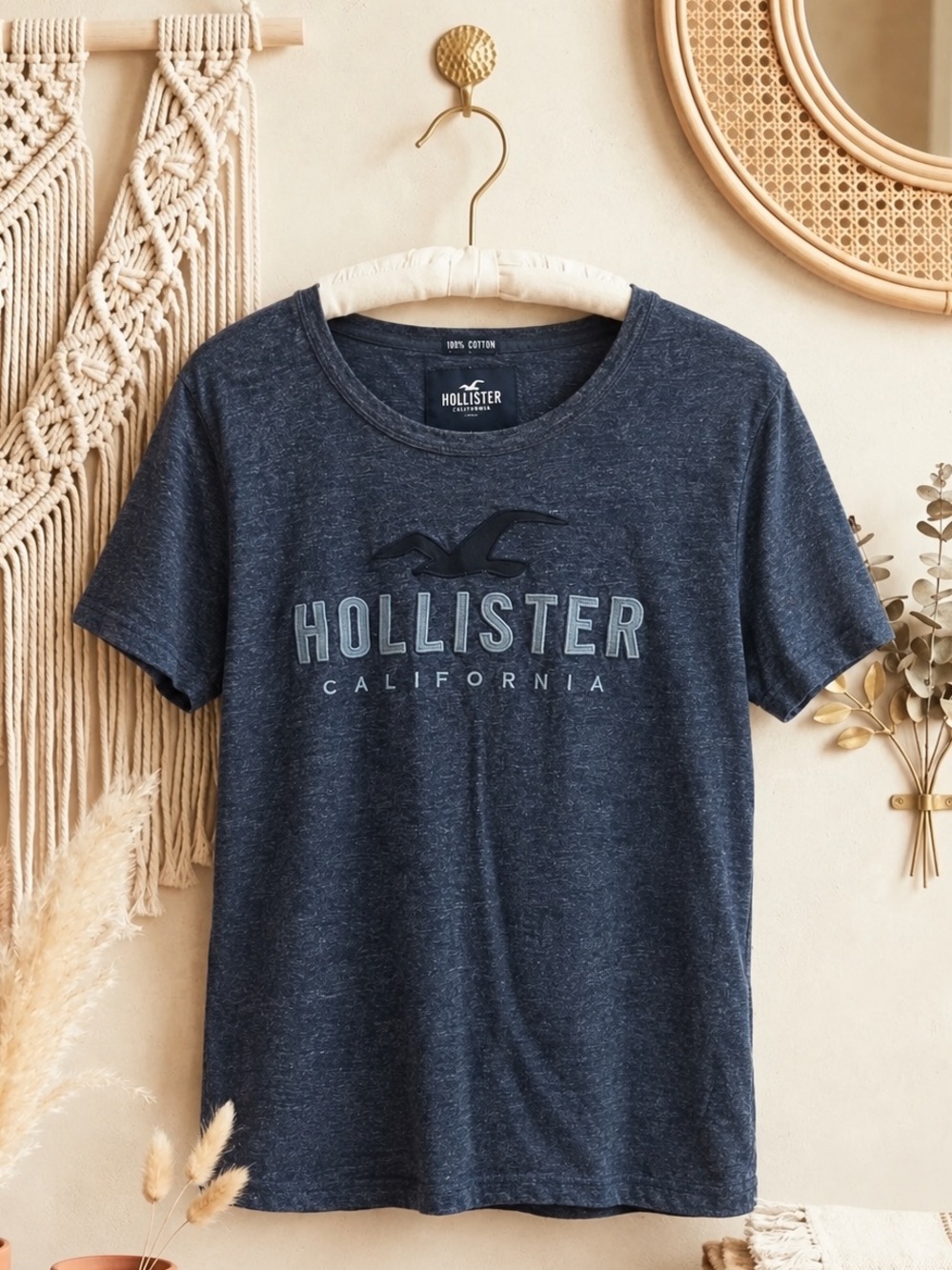 Hollister Navy Logo Short Sleeve Tee Shirt